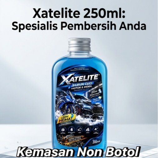 Botol shampo motor dan mobil Xatelite 250 ml berwarna biru