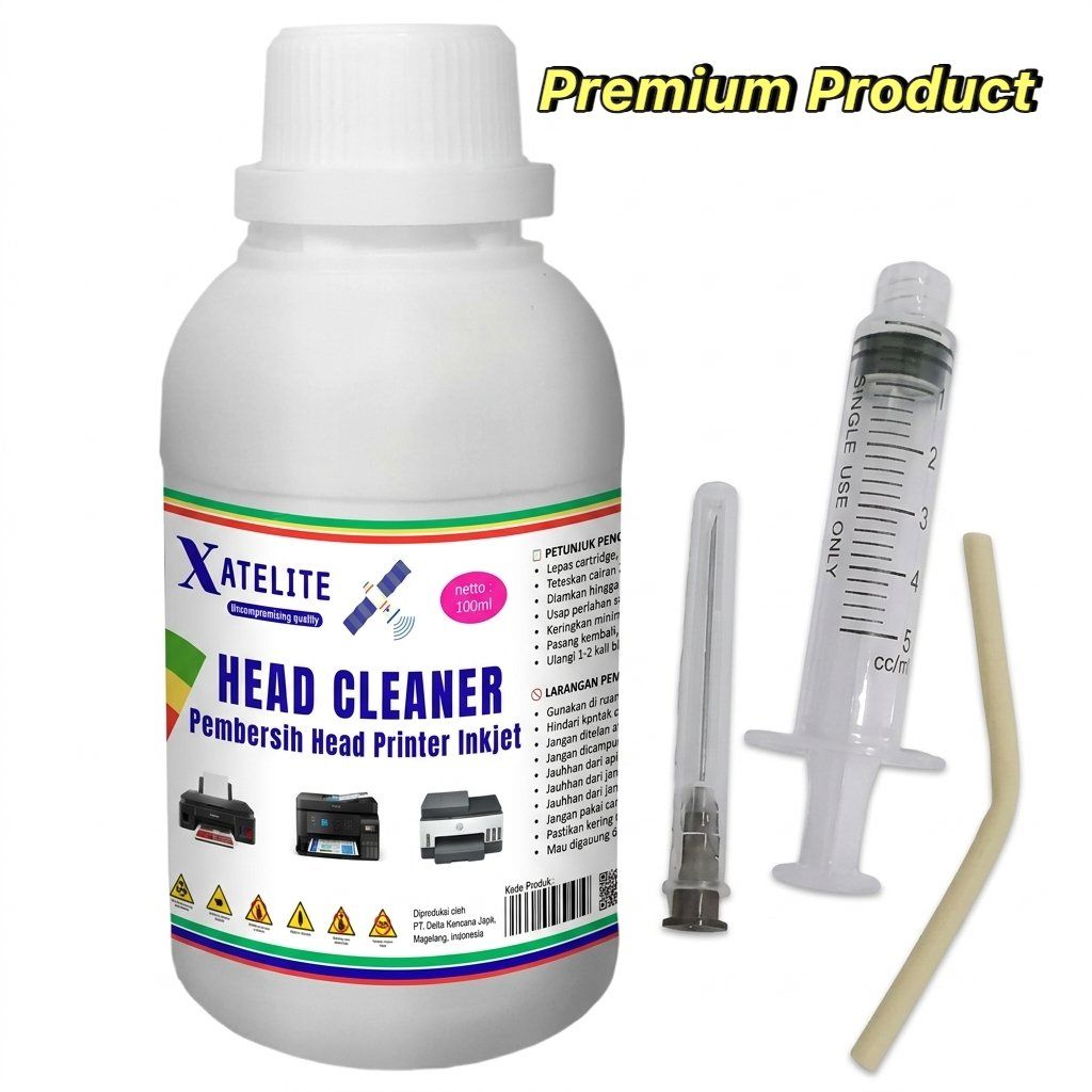 Botol Head Cleaner Xatelite 100 ml dengan spuit untuk membersihkan head printer inkjet